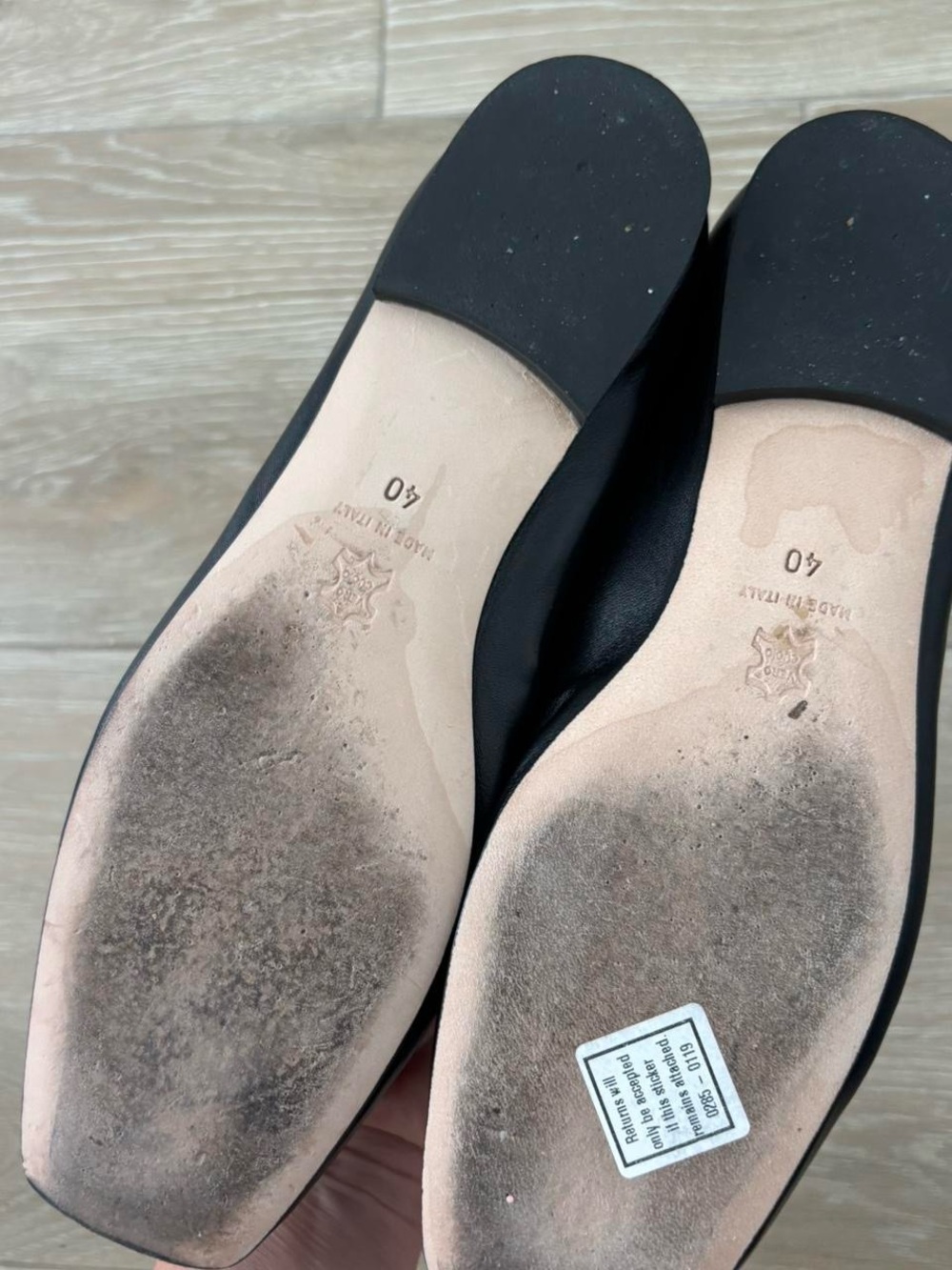 ANN MASHBURN Women's Black Leather Ballet Flats with Bow - Picture 2 of 5